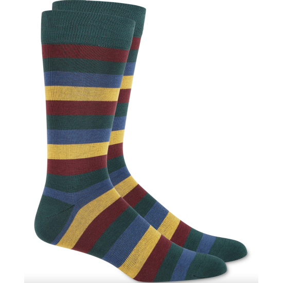  Mens Stripe Socks (Green, 10-13)