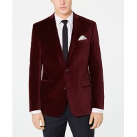 Bar III Velvet Slim-Fit Sport Coat (Dark Red, 36R)