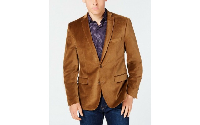  Velvet Slim-Fit Sport Coat Gold