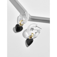 Baublebar Neve Hoop Earrings w/Dangle Heart Charm – Black