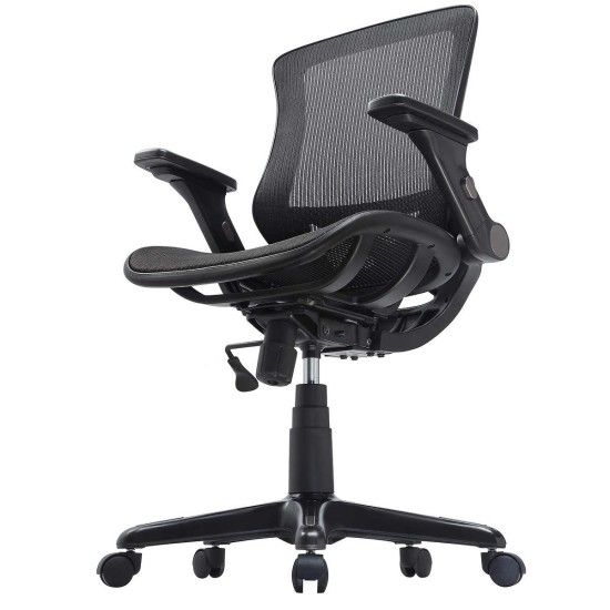 Bayside Furnishings Metrex IV Mesh Office Chair Fully Adjustable Armrests, Black