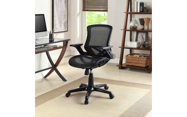 Bayside Furnishings Metrex IV Mesh Office Chair Fully Adjustable Armrests, Black