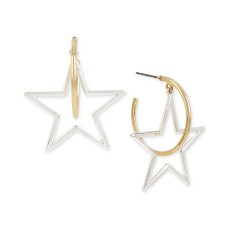 BCBG Two-Tone Star & Hoop Drop Earrings