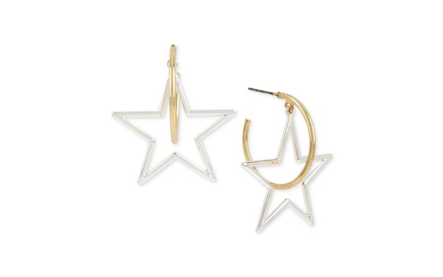 BCBG Two-Tone Star & Hoop Drop Earrings