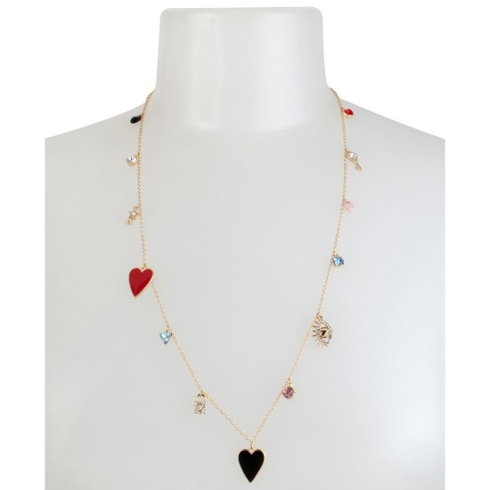  Gold-Tone Crystal Multi-Charm 35″ Adjustable Necklace