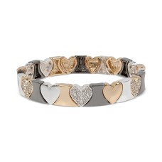 BCBGeneration Tri-Tone Pave Heart Stretch Bracelet