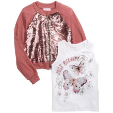 Beautees Big 2-Pc. Bomber Jacket & Just Believe Tank Top (Dark Red, S)