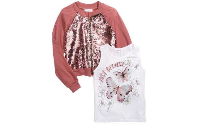  Big 2-Pc. Bomber Jacket & Just Believe Tank Top (Dark Red, S)