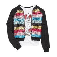 Beautees Big Girls 2-Pc. Flip Sequin Bomber Jacket & Unicorn-Print Tank Top Sets