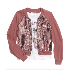 Beautees Big Girls 2-Pc. Flip Sequins Bomber Jacket & Just Believe Tank Top Large