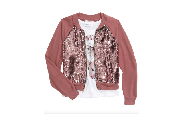  Big Girls 2-Pc. Flip Sequins Bomber Jacket & Just Believe Tank Top Large