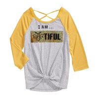 Beautees Big Girls Flip Sequins Top (Gray, M)