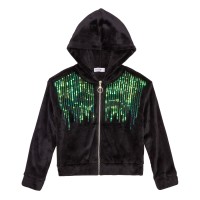 Beautees Big Girls Sequined Hoodie (Black, M)