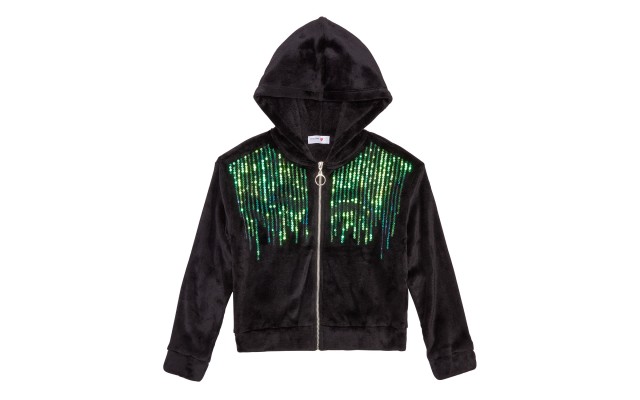  Big Girls Sequined Hoodie (Black, M)