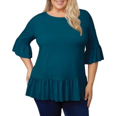 Belldini Black Label Plus Size Ruffle-Hem Tunic 1X – Blue