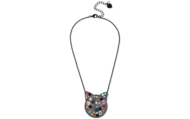  Multi-Crystal Cat Face Pendant Necklace