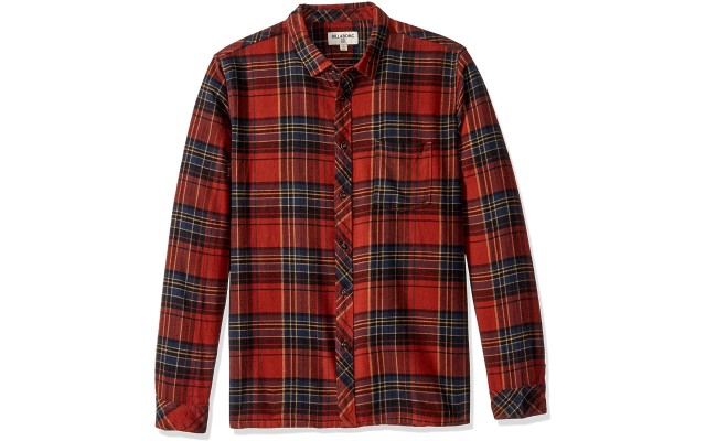  Men’s Coastline Plaid Flannel Shirt (Red, S)
