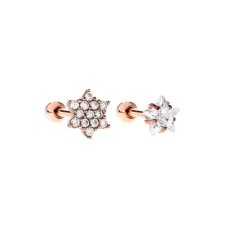 Bodifine Rose Gold Plated Stainless Steel Set of 2 Cz Tragus
