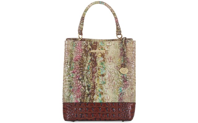  Amethyst Norwell Embossed Leather Bucket Bag (Multi, Small)