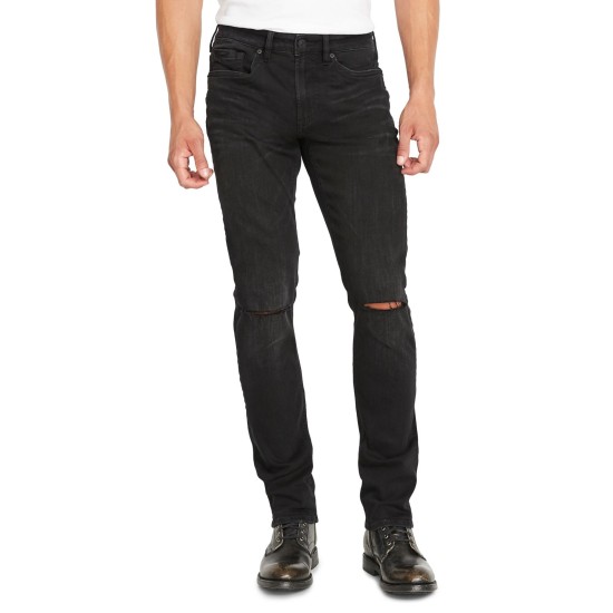  Men’s Ash-X Slim-Fit Black Jeans (Black, 38×30)