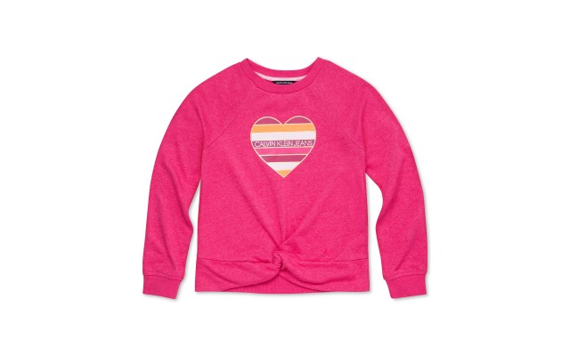  Big Girls Twist-Front Sweatshirt (Bright Pink, 8-10M)