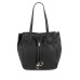  Drawcord Ring-Tab Pebble Leather Tote (Black, Large)