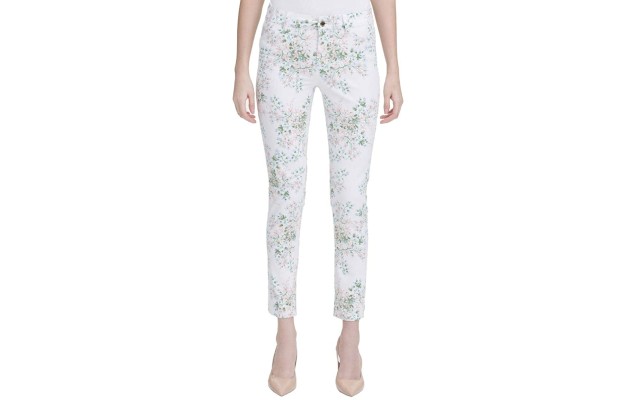  Floral-Printed Polished Mid-Rise Pants (White Floral/6)