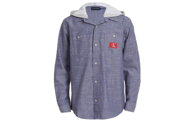  Jeans Big Boys Iconic Hooded Denim Shirt (Navy, 8)