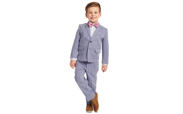  Little Boys 4-Pc. Blue Dobby Suit Sets, Blue, 2T
