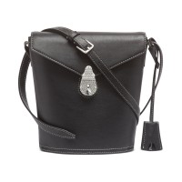 Calvin Klein Lock Leather Bucket Bag, Black