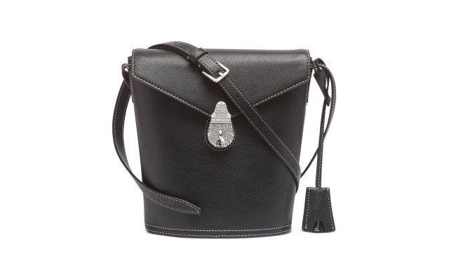  Lock Leather Bucket Bag, Black