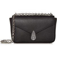 Calvin Klein Lock Leather Shoulder Bag, Black/Silver
