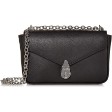 Calvin Klein Lock Leather Shoulder Bag, Black/Silver