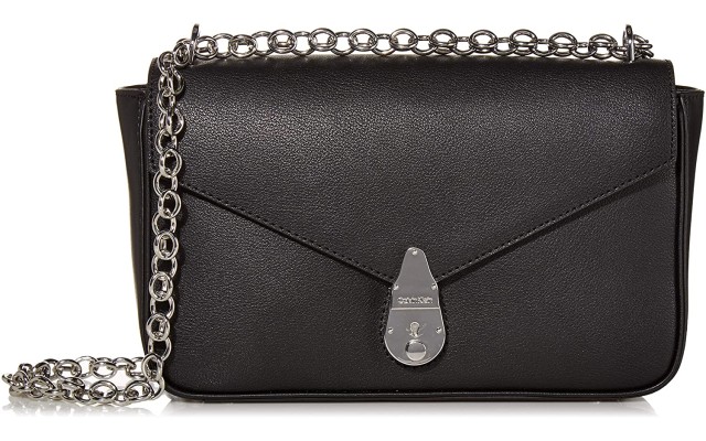  Lock Leather Shoulder Bag, Black/Silver