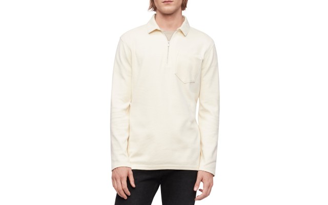  Men Classic Quarter Zip Sweaters, White, Large