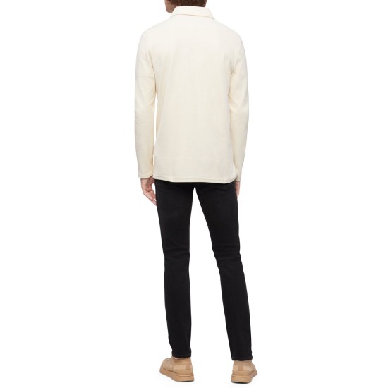  Men Classic Quarter Zip Sweaters, White, Large