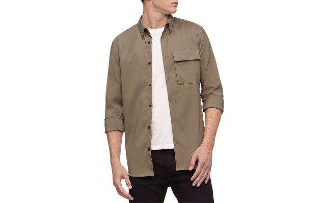  Men Long Sleeve Button Down Shirts, Dusty Olive Casual Utility, X-Large