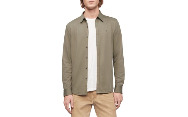  Men Long Sleeve Cotton Stretch Casual Button Down Oxford Shirts, Green, Large