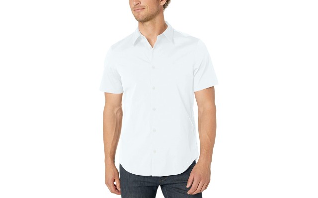  Men's Classic-Fit Stretch Solid Shirt, White, X-Large