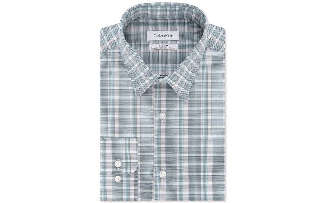  Men’s Dress Shirts Non Iron Stretch Regular Fit Check, Green Multi, 17.5″ X 36″-37″