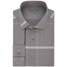 Calvin Klein Men's Extra-Slim Fit Performance Stretch Temperature Regulation Pink Plaid Dress Shirts