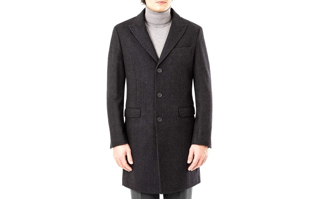  Men’s Malibu Slim-Fit Plaid Overcoat (Charcoal, 38 R)