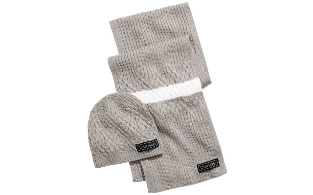  Men’s Modern Varsity Cap & Scarf Set (Gray)