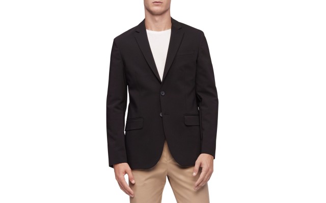  Mens Move 365 Stretch 2-Button Blazers, Black, Large