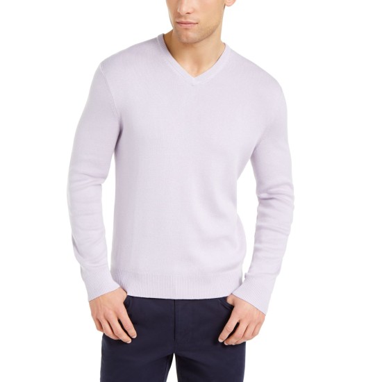  Men’s Regular-Fit V-Neck Sweater, Purple, S