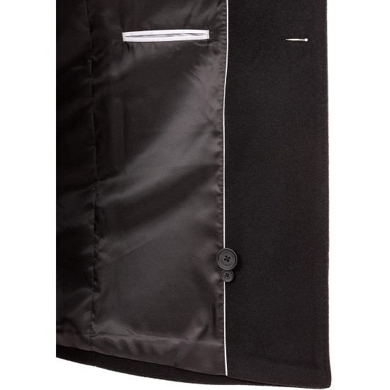  Men's Regular Slim Fit Overcoats, Black, 46R