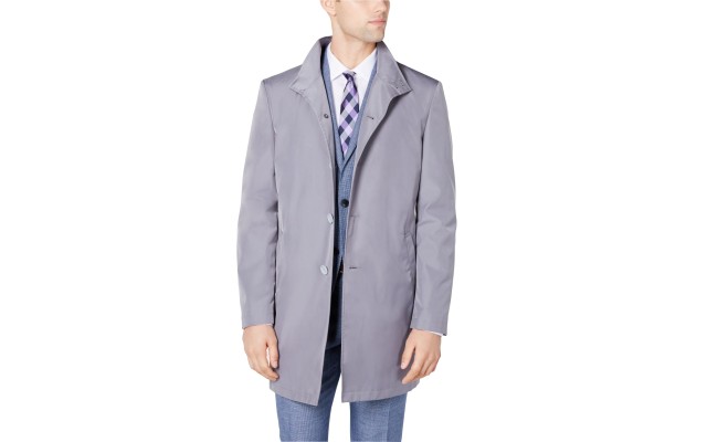  Men’s Slim Fit Black Solid Raincoat, Silver, 38 Short