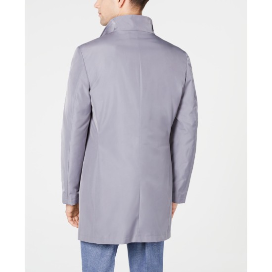  Men’s Slim Fit Black Solid Raincoat, Silver, 38 Short