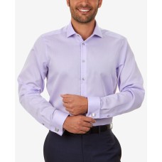 Calvin Klein Men’s Slim-Fit Herringbone French Cuff Shirt (Pastel Purple, 17.5×34-35)