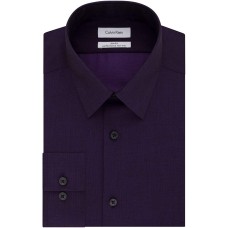 Calvin Klein Men’s Slim Fit Herringbone Point Collar Dress Shirt (Purple Dusk, 17-32X33)